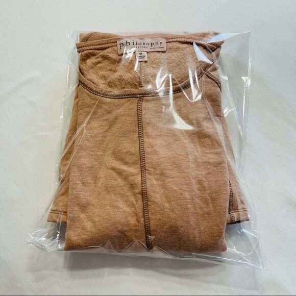 PHILOSOPHY Jersey Knit Fit & Flare Dress in Heathered Tan MEDIUM - Picture 14 of 15